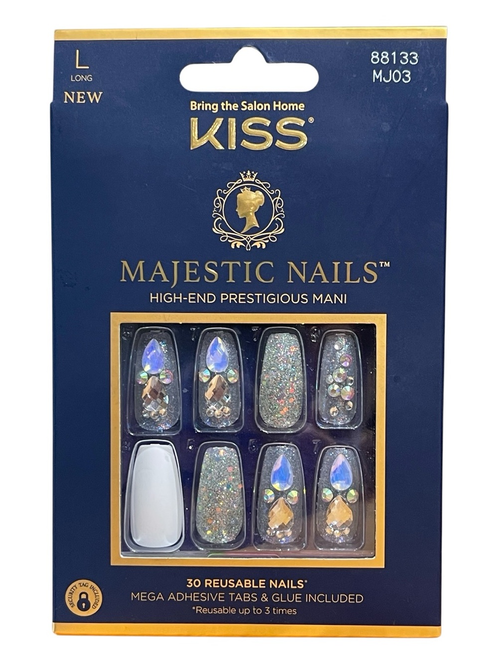 KISS Majestic Nails MJ03 Long Iridescent Gem Press-On Nails NEW ⭐